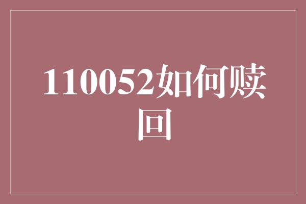 110052如何赎回