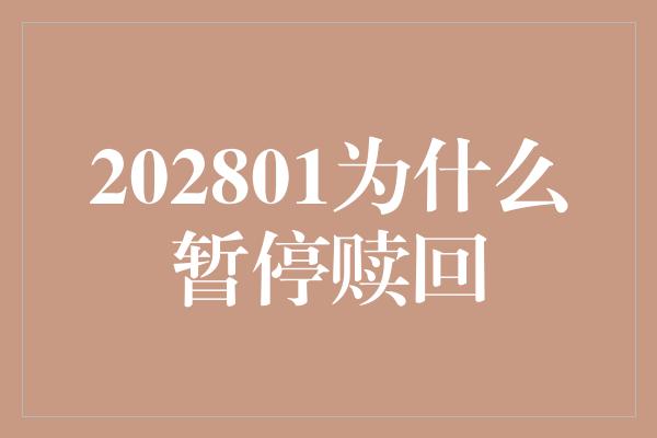 202801为什么暂停赎回