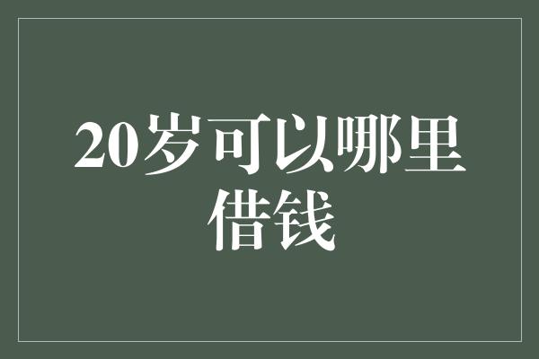 20岁可以哪里借钱