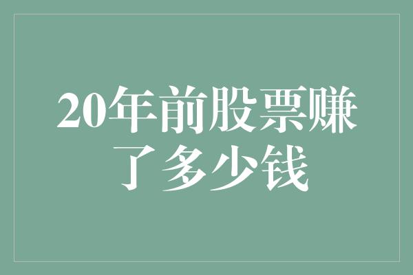 20年前股票赚了多少钱