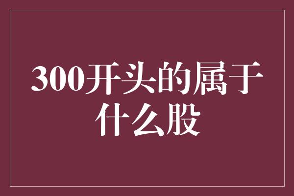 300开头的属于什么股