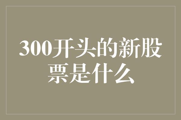 300开头的新股票是什么