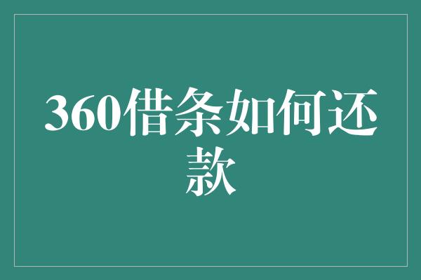 360借条如何还款