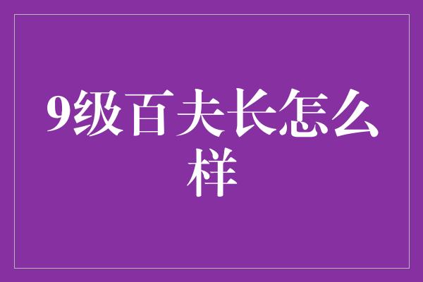 9级百夫长怎么样