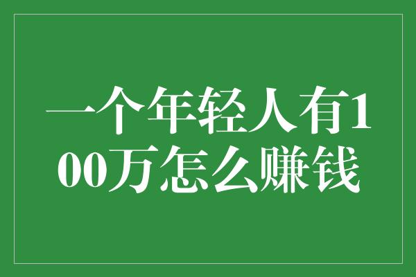 一个年轻人有100万怎么赚钱