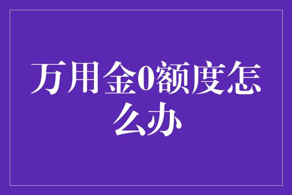 万用金0额度怎么办