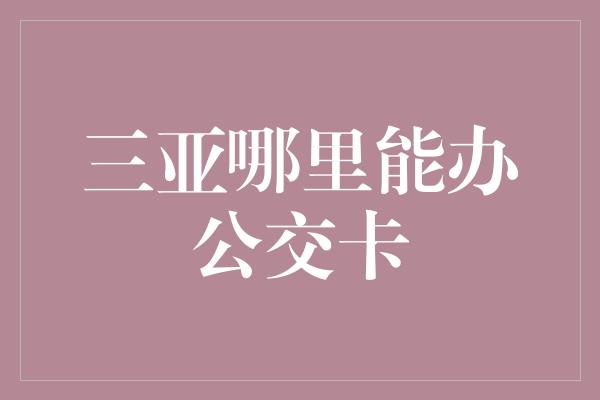 三亚哪里能办公交卡