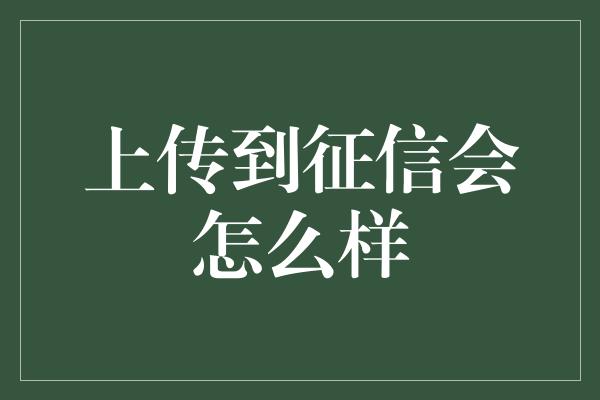 上传到征信会怎么样