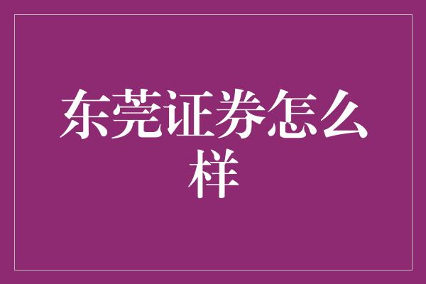 东莞证券怎么样