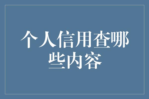 个人信用查哪些内容