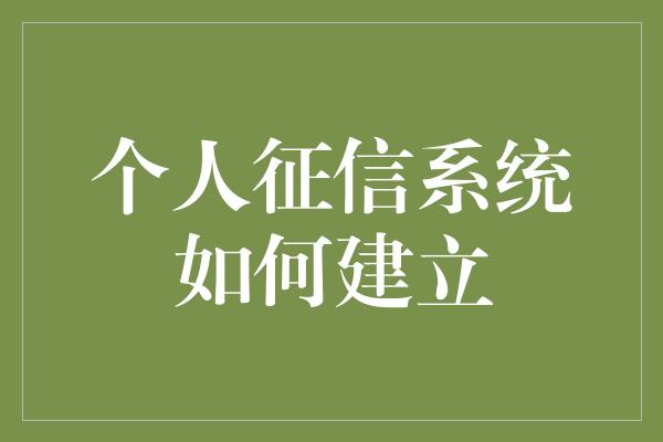 个人征信系统如何建立