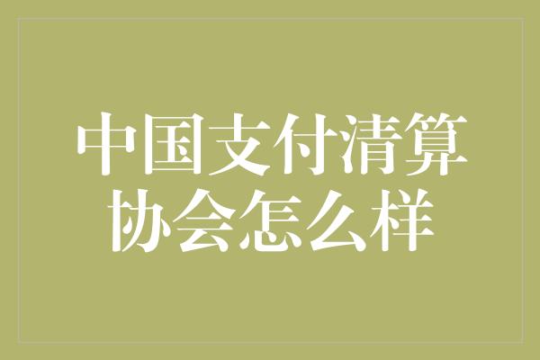 中国支付清算协会怎么样