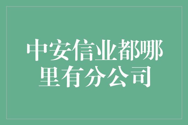 中安信业都哪里有分公司