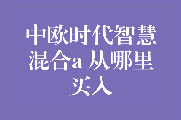 中欧时代智慧混合a 从哪里买入