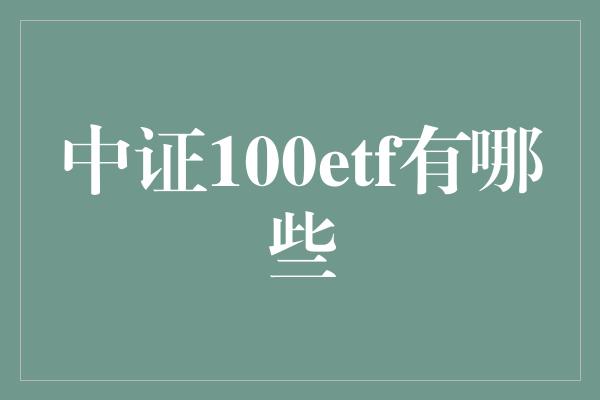 中证100etf有哪些