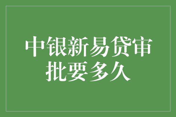 中银新易贷审批要多久