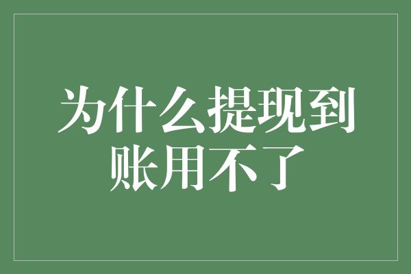 为什么提现到账用不了