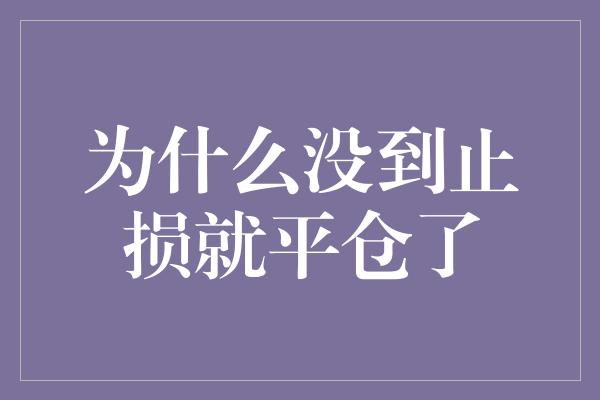 为什么没到止损就平仓了