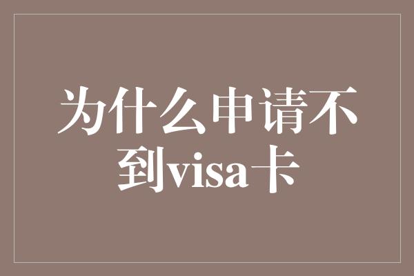 为什么申请不到visa卡