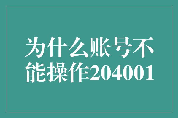 为什么账号不能操作204001