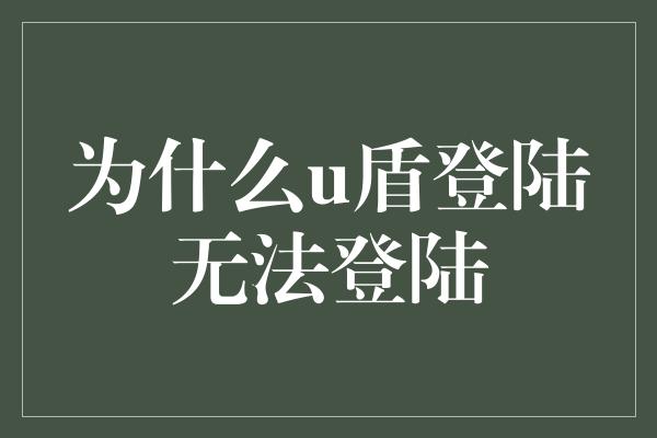 为什么u盾登陆无法登陆