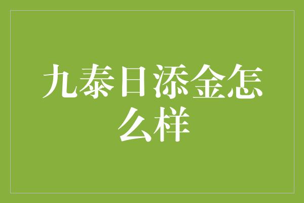 九泰日添金怎么样