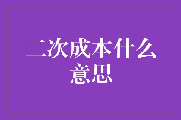 二次成本什么意思