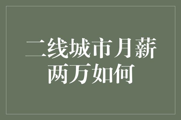 二线城市月薪两万如何