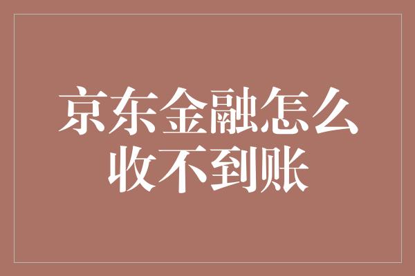 京东金融怎么收不到账