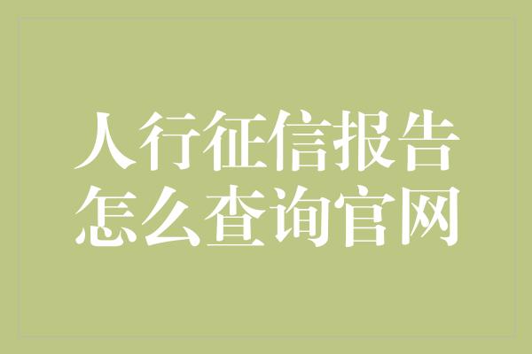 人行征信报告怎么查询官网