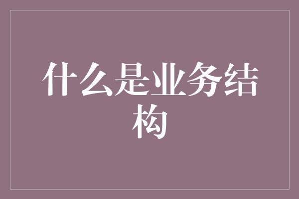 什么是业务结构