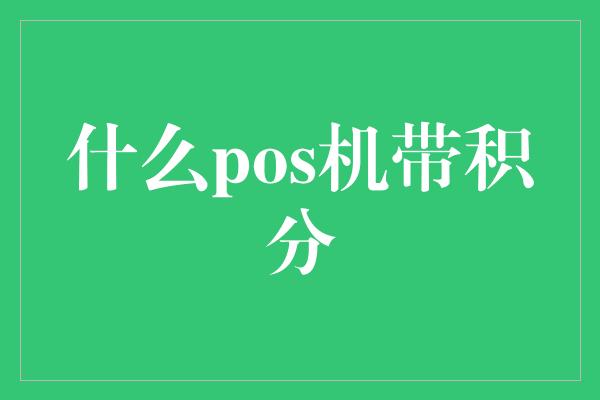 什么pos机带积分