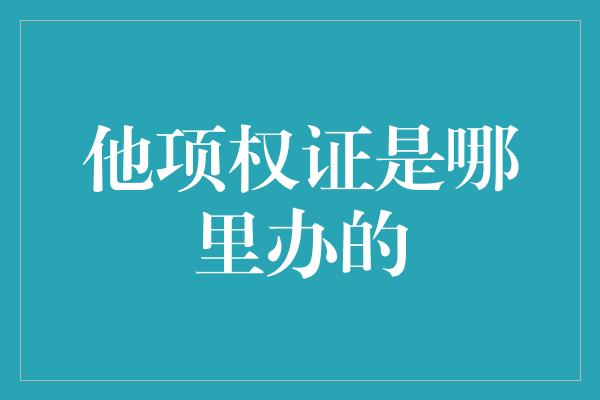 他项权证是哪里办的