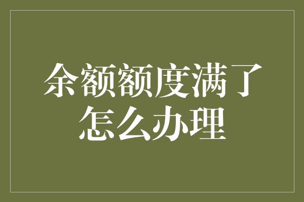 余额额度满了怎么办理