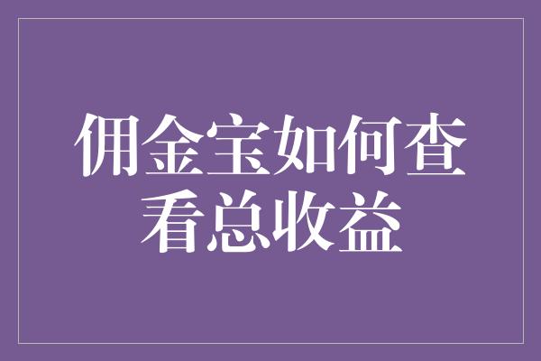 佣金宝如何查看总收益