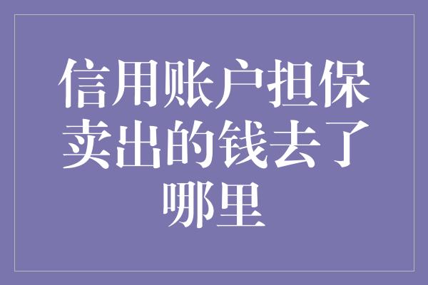 信用账户担保卖出的钱去了哪里