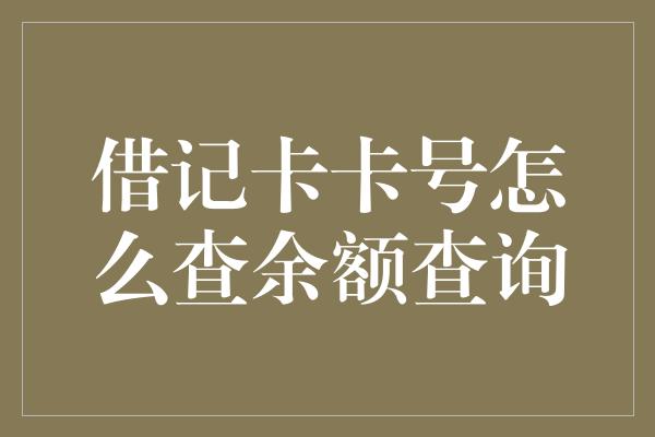 借记卡卡号怎么查余额查询