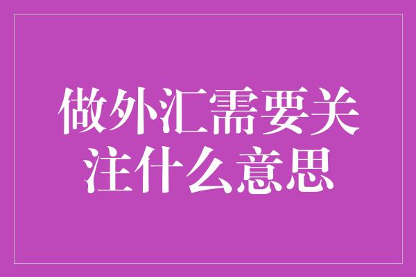 做外汇需要关注什么意思