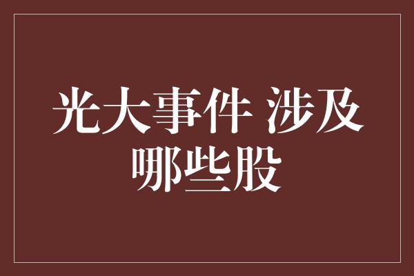 光大事件 涉及哪些股