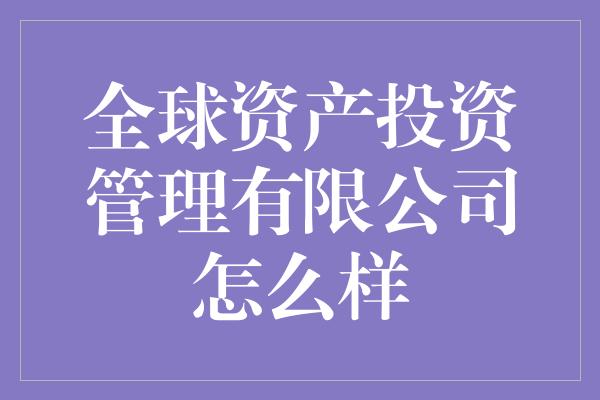 全球资产投资管理有限公司怎么样