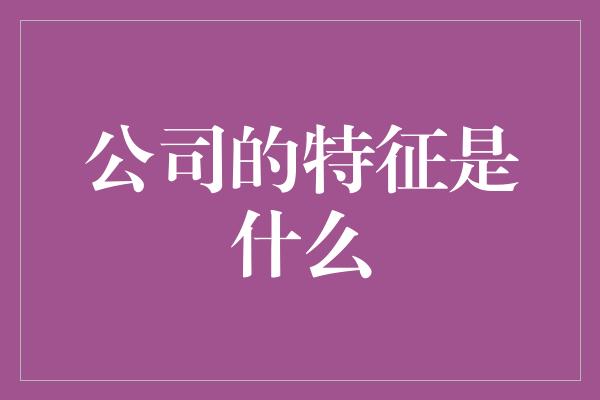 公司的特征是什么