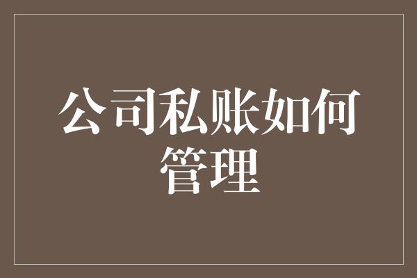 公司私账如何管理