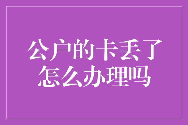 公户的卡丢了怎么办理吗