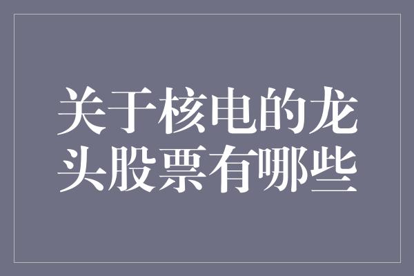 关于核电的龙头股票有哪些