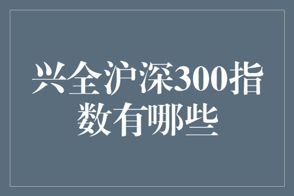 兴全沪深300指数有哪些