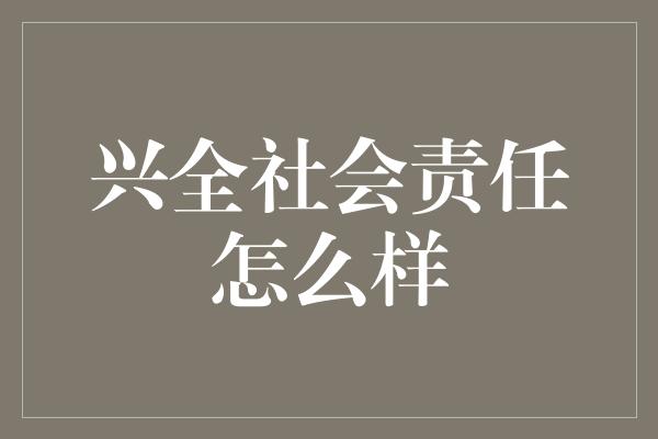 兴全社会责任怎么样