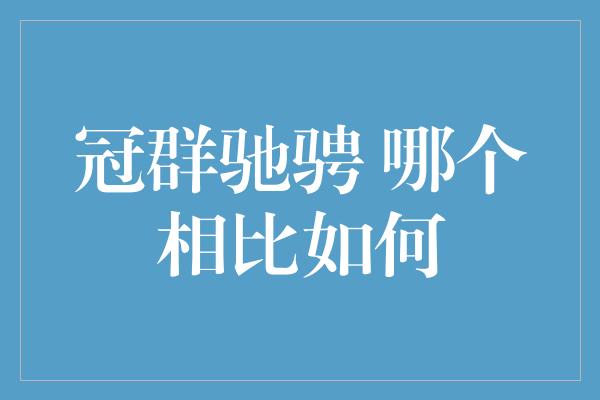 冠群驰骋 哪个相比如何