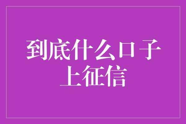 到底什么口子上征信