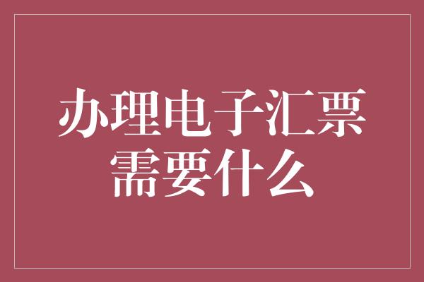 办理电子汇票需要什么