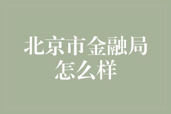 北京市金融局怎么样